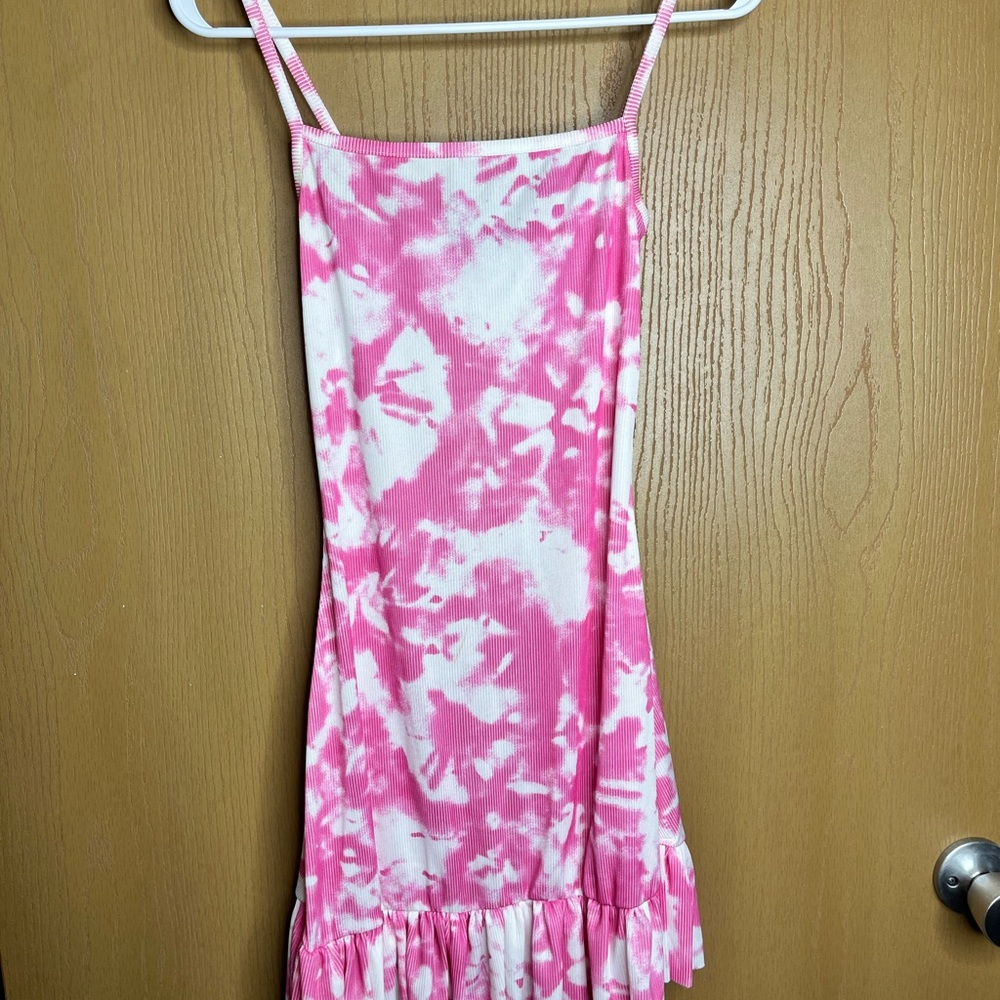 Pink Tie-Dye Spaghetti Strap Dress